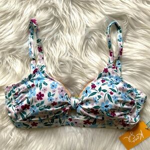 Kana Sol Women’s White Floral Bikini Top Sizes XS & S Feminine Spring Summer